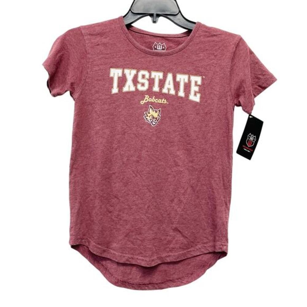 Wes And Willy Girls Texas State University Bobcats‎ Shirt Maroon Size Large